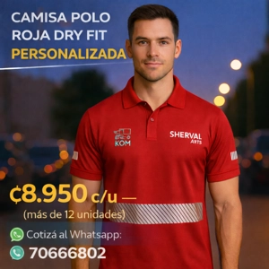 Camisa Polo Roja Dry Fit con Cinta Reflectiva - ₡8950 c/u — (más de 12 unidades)