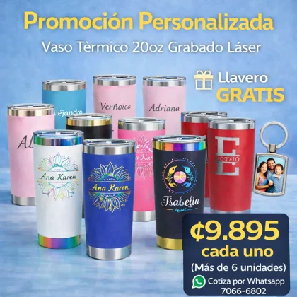 Set 6 Vasos Térmicos 20oz -   Personalizado Grabado Láser