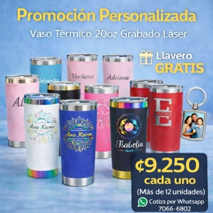Set 12 Vasos Térmicos 20oz -   Personalizado Grabado Láser
