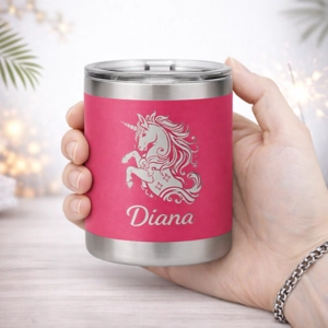 Vaso Termico 10oz Rosado Fucsia - Diseño Grabado Laser