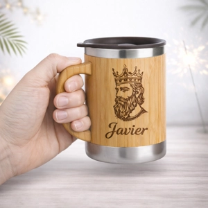 Vaso Térmico de Bambú Ecológico con Agarre 350 ml – Grabado Láser Personalizado