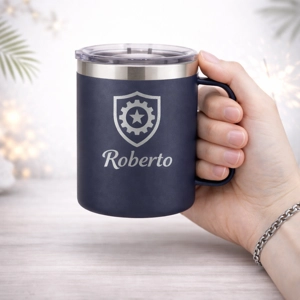Vaso Térmico 12oz Azul Navy con Agarre | Grabado Láser Premium