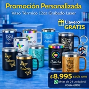 Set 24 Vasos Térmicos 12oz -   Personalizado Grabado Láser