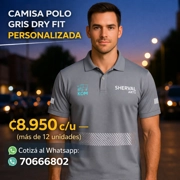 Camisa Polo Gris con Cinta Reflectiva – ₡8950 (más de 12 unidades)