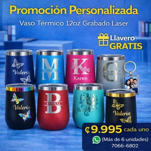 Set 6 Vasos Térmicos 12oz -   Personalizado Grabado Láser