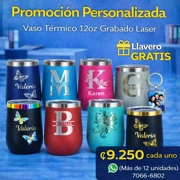 Set 12 Vasos Térmicos 12oz -   Personalizado Grabado Láser