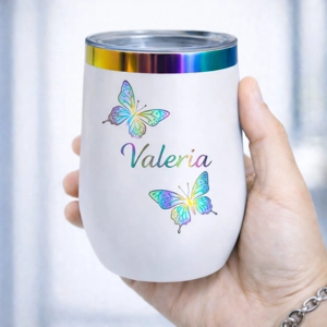 Vaso Térmico 12oz Blanco acabado Tornasol – Estilo Huevera | Grabado Láser Premium