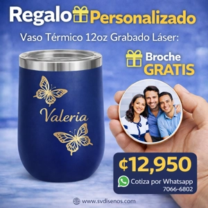 Vaso Térmico 12oz Azul Navy – Estilo Huevera | Grabado Láser Premium