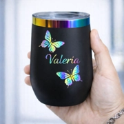 Vaso Térmico 12oz Negro acabado Tornasol – Estilo Huevera | Grabado Láser Premium