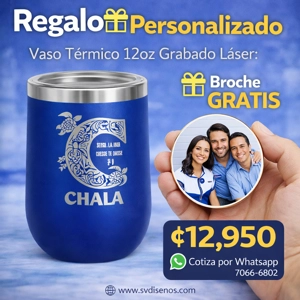 Vaso Térmico 12oz Azul Rey – Estilo Huevera | Grabado Láser Premium