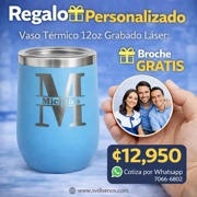 Vaso Térmico 12oz Celeste – Estilo Huevera | Grabado Láser Premium