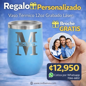 Vaso Térmico 12oz Celeste – Estilo Huevera | Grabado Láser Premium