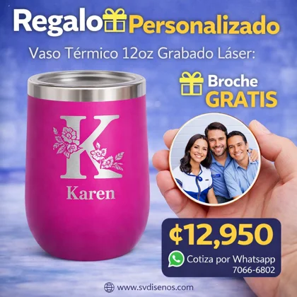 Vaso Térmico 12oz Fucsia – Estilo Huevera | Grabado Láser Premium