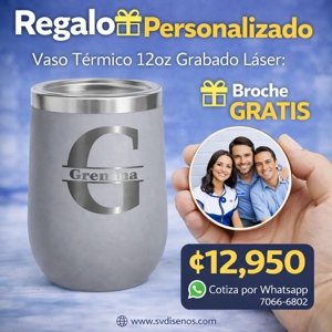 Vaso Térmico 12oz Gris – Estilo Huevera | Grabado Láser Premium