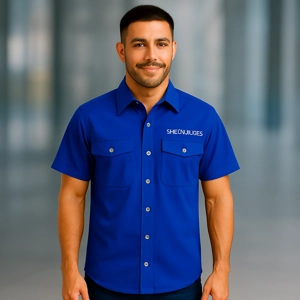 Camisa Tipo Columbia – Manga Corta - Azul Rey