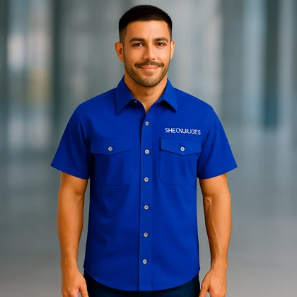 Camisa Tipo Columbia – Manga Corta - Azul Rey