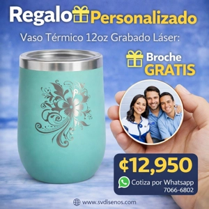 Vaso Térmico 12oz Menta – Estilo Huevera | Grabado Láser Premium