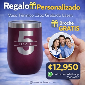 Vaso Térmico 12oz Vino  – Estilo Huevera | Grabado Láser Premium