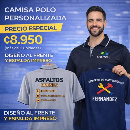 Camisa Polo - Diseño impreso al frente y espalda - ₡8,950 c/u (6 unidades)