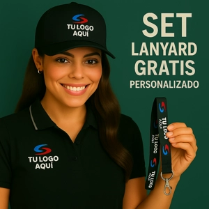 12 Set Camisa Tipo Polo + Gorra + Lanyard Personalizado - ₡8,950 c/u (12 unidades)
