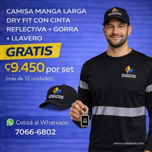 Set Camisa Manga Larga Dry Fit + Gorra + Llavero GRATIS