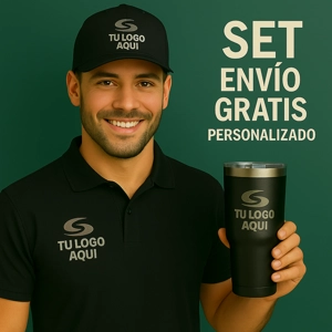 12 Set Camisa Tipo Polo + Gorra + Vaso Termico 30oz Personalizado - ₡14,500c/u (12 unidades)