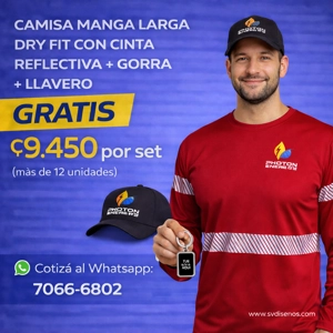 Set Camisa Manga Larga Dry Fit + Gorra + Llavero GRATIS