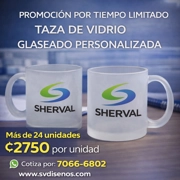 Set 24 Tazas Glaseadas 11 oz Personalizadas - ₡2,750 c/u (24 unidades)