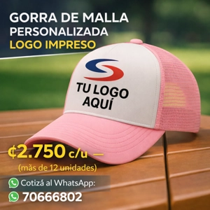 Gorra de Malla Color Rosado Logo Personalizado ₡2750  (12 unidades)