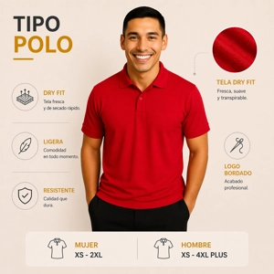 Tipo Polo Dry Fit color rojo ₡4850 (mas de 6 unidades)