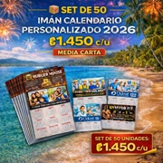 50 Calendarios Iman Personalizado 2026 – Tamaño Media Carta