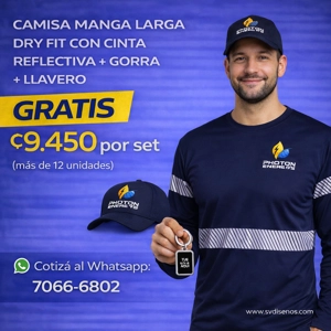 Set Camisa Manga Larga Dry Fit + Gorra + Llavero GRATIS