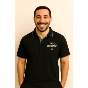 Tipo Polo hombre Waf Fit color negro Logo Bordado