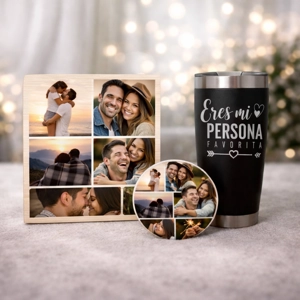 Set Tumbler +  Retratro de madera + Iman – Edición LASER ❤