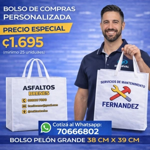 Set de 25 Bolsas de compras personalizadas 38cm X 39cm