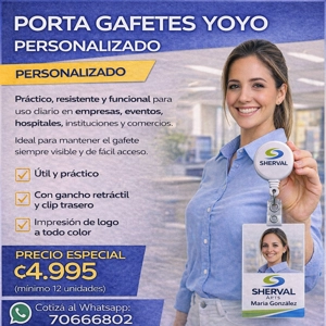 Set de 12 Gafetes personalizados con yoyo