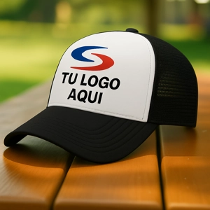 Gorra de Malla Color Blanco con Negro Logo Personalizado - ₡2750 (12 unidades)
