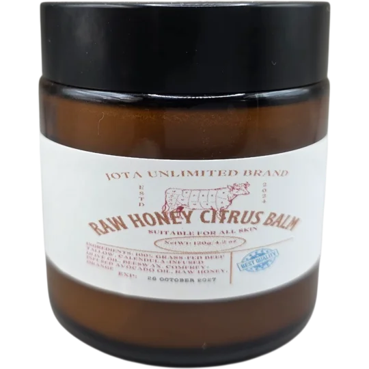 100% Grass-Fed Beef Tallow Raw Honey Citrus Balm
