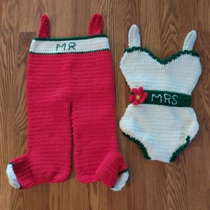 His & Her Christmas Stocking Set, Mr./Mrs. Long John and Corset Holiday Decoration, First Christmas