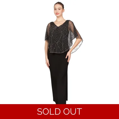 Long dress with beautifully detailed overlay