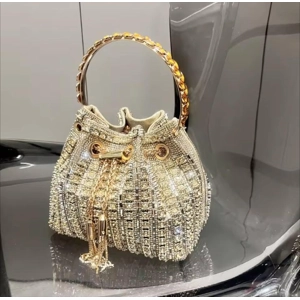 Crystal Rhinestone Bucket Clutch Evening Bag