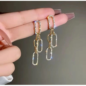 Shiny Zircon Chain Earrings