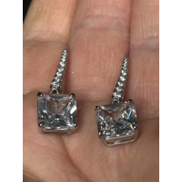 Sterling Silver Princess Cut Zircon Earrings