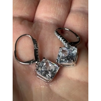 Sterling Silver Princess Cut Zircon Earrings