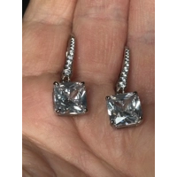Sterling Silver Princess Cut Zircon Earrings