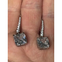 Sterling Silver Princess Cut Zircon Earrings