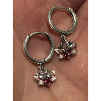 Sterling Silver Zircon Lotus Earrings