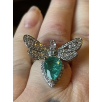 Sterling Silver Green Zircon Dragonfly Ring
