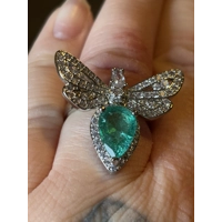 Sterling Silver Green Zircon Dragonfly Ring