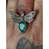 Sterling Silver Green Zircon Dragonfly Ring